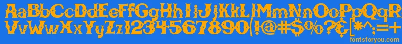 Cbgbfont Font – Orange Fonts on Blue Background