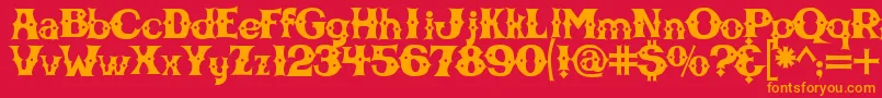 フォントCbgbfont – 赤い背景にオレンジの文字