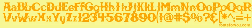 フォントCbgbfont – オレンジの文字が黄色の背景にあります。