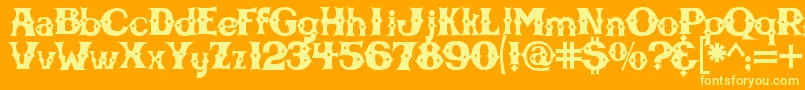 Cbgbfont-Schriftart – Gelbe Schriften auf orangefarbenem Hintergrund