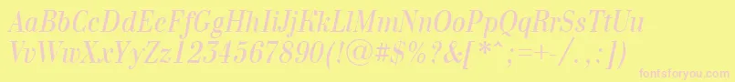 ABodoninovanrItalic Font – Pink Fonts on Yellow Background