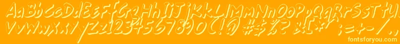 GortsFairHandShadow-Schriftart – Gelbe Schriften auf orangefarbenem Hintergrund