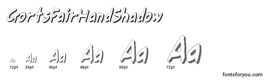 Größen der Schriftart GortsFairHandShadow
