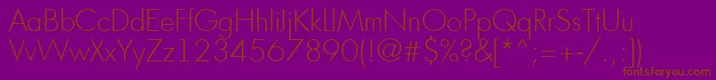 AFuturicaltThin-Schriftart – Braune Schriften auf violettem Hintergrund