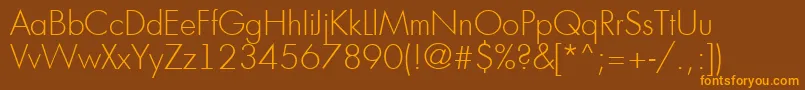 AFuturicaltThin-Schriftart – Orangefarbene Schriften auf braunem Hintergrund