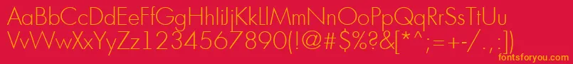 AFuturicaltThin-Schriftart – Orangefarbene Schriften auf rotem Hintergrund
