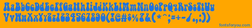 Bellybeans-Schriftart – Blaue Schriften auf orangefarbenem Hintergrund