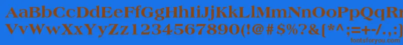 フォントAmericanastdExtrabold – 茶色の文字が青い背景にあります。