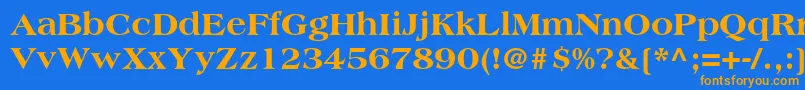 フォントAmericanastdExtrabold – オレンジ色の文字が青い背景にあります。