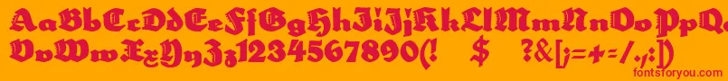 Neptun Font – Red Fonts on Orange Background