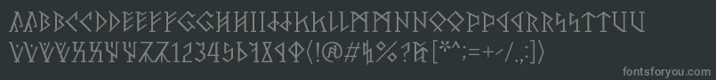 フォントPerthoRegular – 黒い背景に灰色の文字
