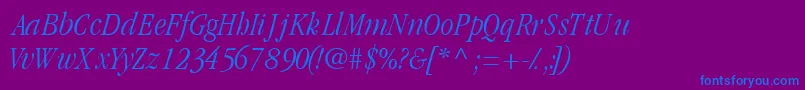 GaramondlightcondsskItalic Font – Blue Fonts on Purple Background