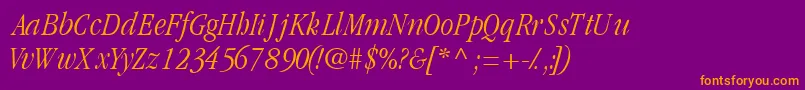 GaramondlightcondsskItalic Font – Orange Fonts on Purple Background