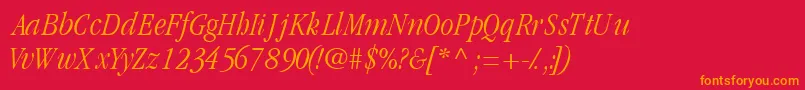 GaramondlightcondsskItalic Font – Orange Fonts on Red Background