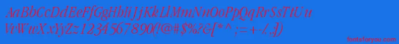 GaramondlightcondsskItalic Font – Red Fonts on Blue Background