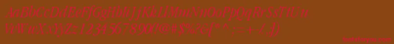 GaramondlightcondsskItalic Font – Red Fonts on Brown Background