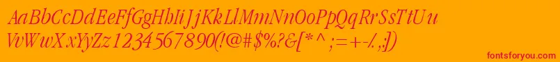 GaramondlightcondsskItalic Font – Red Fonts on Orange Background