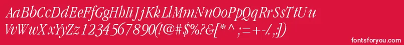 GaramondlightcondsskItalic Font – White Fonts on Red Background