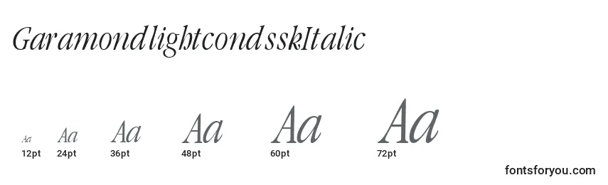 Размеры шрифта GaramondlightcondsskItalic