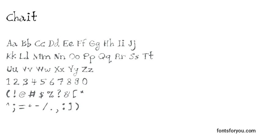 A fonte Chait – alfabeto, números, caracteres especiais