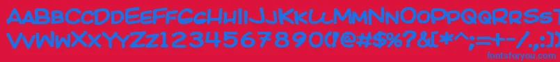 Kicob-Schriftart – Blaue Schriften auf rotem Hintergrund