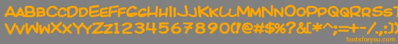 フォントKicob – オレンジの文字は灰色の背景にあります。