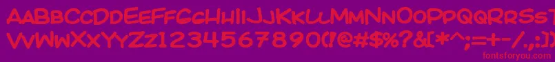 Kicob-Schriftart – Rote Schriften auf violettem Hintergrund