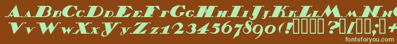 Belukha-fontti – vihreät fontit ruskealla taustalla