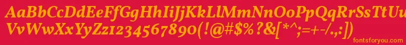 フォントVollkornSemiboldItalic – 赤い背景にオレンジの文字