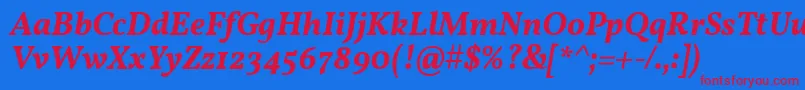 VollkornSemiboldItalic Font – Red Fonts on Blue Background