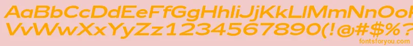 Zeppelin43Italic-Schriftart – Orangefarbene Schriften auf rosa Hintergrund