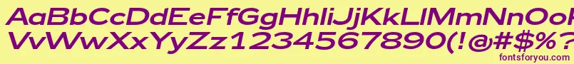 Zeppelin43Italic Font – Purple Fonts on Yellow Background