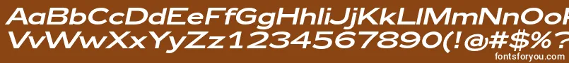 Zeppelin43Italic-fontti – valkoiset fontit ruskealla taustalla