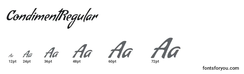CondimentRegular Font Sizes