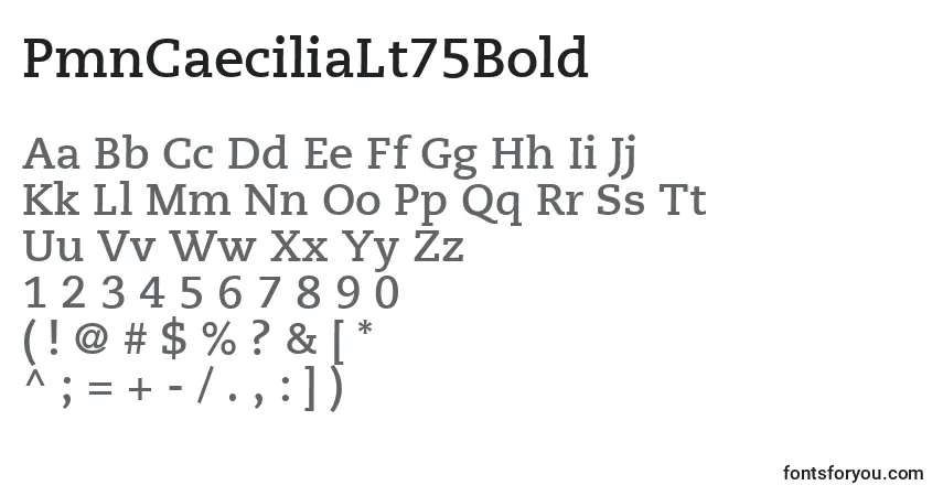 A fonte PmnCaeciliaLt75Bold – alfabeto, números, caracteres especiais