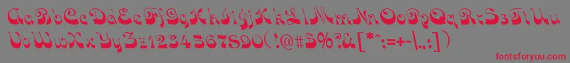 FunkyFaceRegular Font – Red Fonts on Gray Background