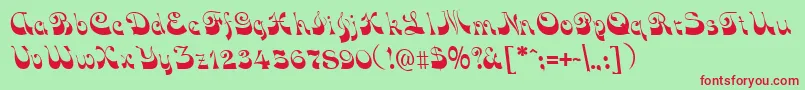 FunkyFaceRegular Font – Red Fonts on Green Background