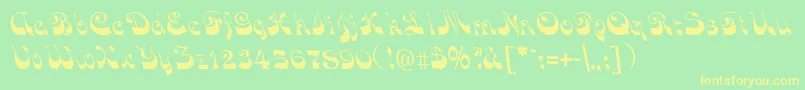 FunkyFaceRegular-Schriftart – Gelbe Schriften auf grünem Hintergrund