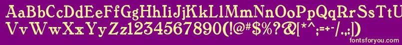 Tanglewoodtalesnf-Schriftart – Gelbe Schriften auf violettem Hintergrund