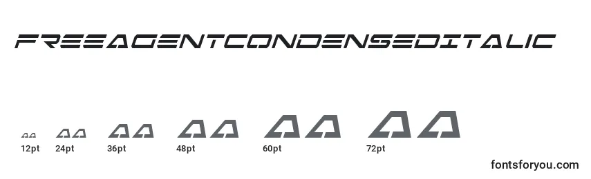 Размеры шрифта FreeAgentCondensedItalic