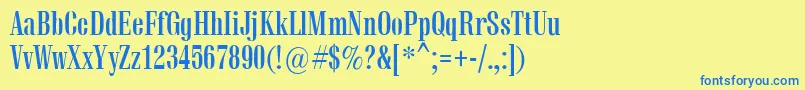 フォントVetrenb – 青い文字が黄色の背景にあります。