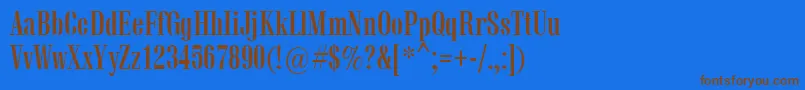 フォントVetrenb – 茶色の文字が青い背景にあります。