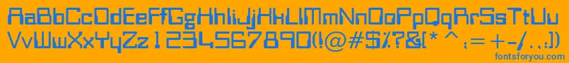 OrbitBBt-Schriftart – Blaue Schriften auf orangefarbenem Hintergrund