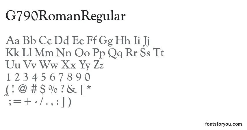 G790RomanRegular-fontti – aakkoset, numerot, erikoismerkit
