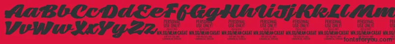 MeancasatfatPersonalUse Font – Black Fonts on Red Background