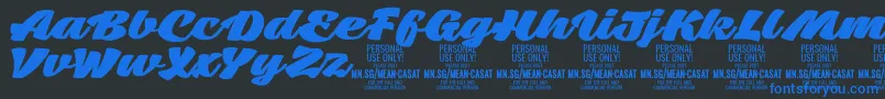 MeancasatfatPersonalUse Font – Blue Fonts on Black Background