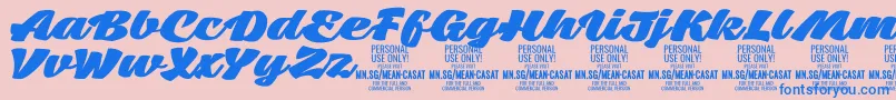 MeancasatfatPersonalUse-Schriftart – Blaue Schriften auf rosa Hintergrund