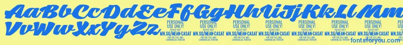 MeancasatfatPersonalUse Font – Blue Fonts on Yellow Background