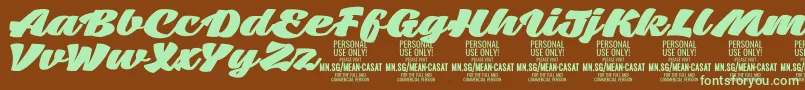MeancasatfatPersonalUse Font – Green Fonts on Brown Background