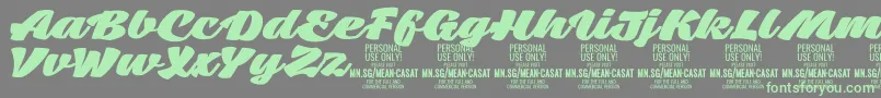 Saiba mais sobre a fonte MeancasatfatPersonalUse Fonte MeancasatfatPersonalUse – fontes verdes em um fundo cinza